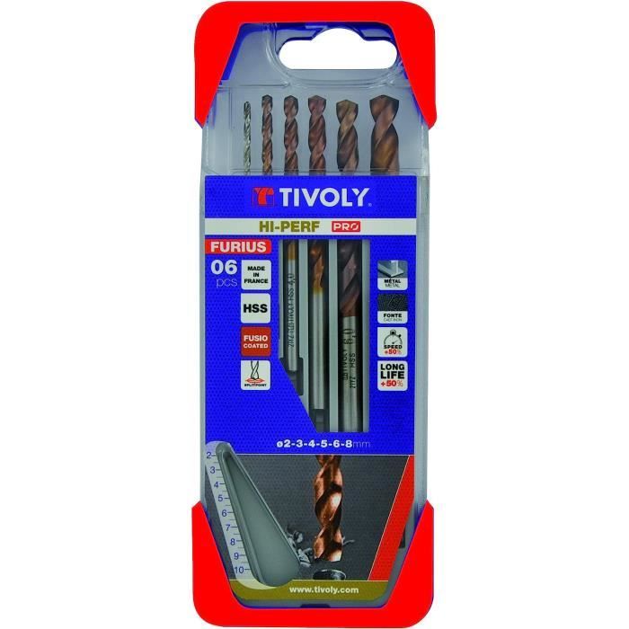 Tivoly • Coffret de 6 forets taraudeurs HSS queue hexa M3 à M10