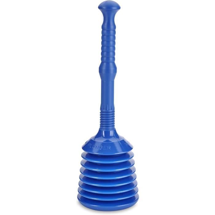 Relaxdays Déboucheur Ventouse Avec Tige Bois Amovible 30cm - Cloche Caoutchouc Pour WC, Évier, Douche Rouge/Naturel