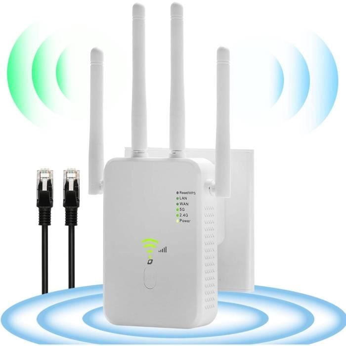 Répéteur WiFi Beseloa 300Mbps - Amplificateur Signal 2,4GHz, Port Ethernet, Bouton WPS - Couverture 50m