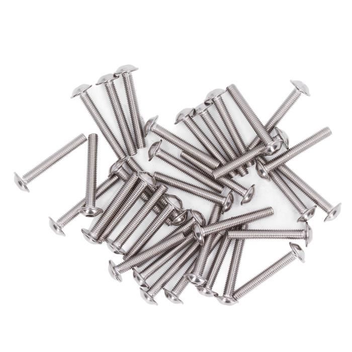 Lot De 50 Vis à Tête Bombée M5 X 20 Mm - Acier Inox 304 - Empreinte Hexagonale 3 Mm - Filetage Métrique