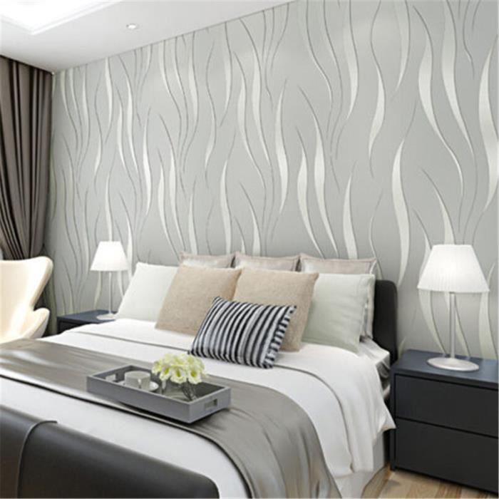 10m Papier Peint 3d Non Tisse Chambre Autocollants Salon Tv Fond Argent Gris Achat Vente Papier Peint 10m Sticker Adhesif Cdiscount