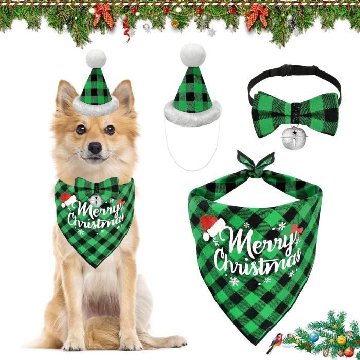Deguisement Chien Noel, Costume Noel Chien Bonnet Noeud Papillon Bandana Pour Chien Chat Animal 