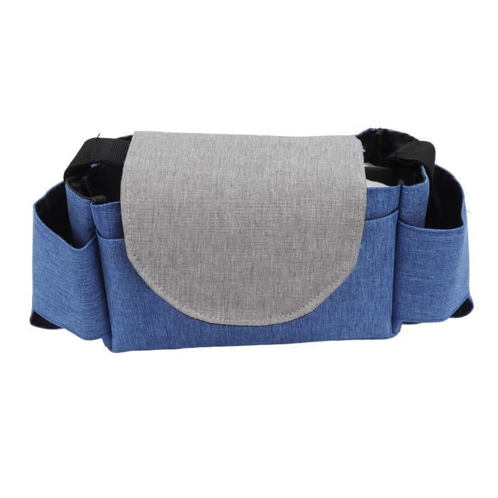 Sac De Rangement Universel Pour Poussette Bizcasa – Grande Capacité, Porte-Gobelets Isothermes, Bandoulière + Crochet, Bleu, Multifonction Pour Bébé