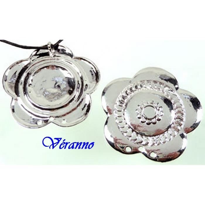 Lot De 4 Breloques Charms En Métal Argenté - Motifs Ours Et Fleur - Pour Bracelet Bijoux - Neuf