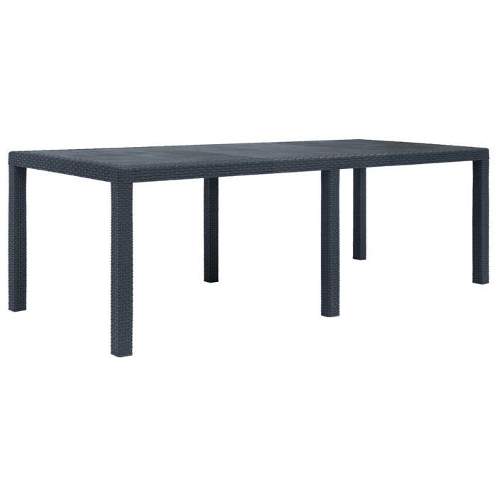 Table de jardin aspect rotin 220 x 90 x 72 cm - vue 2