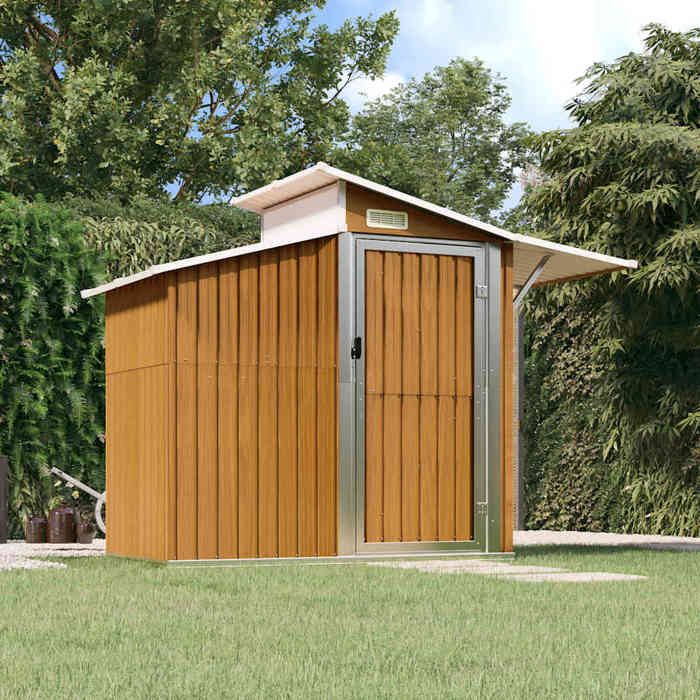 Abri De Jardin En Bois RELAX4LIFE - 70x45x160 Cm - Avec 5 étagères Et Compartiment - Porte Verrouillable - Toit En Asphalte Imperméable