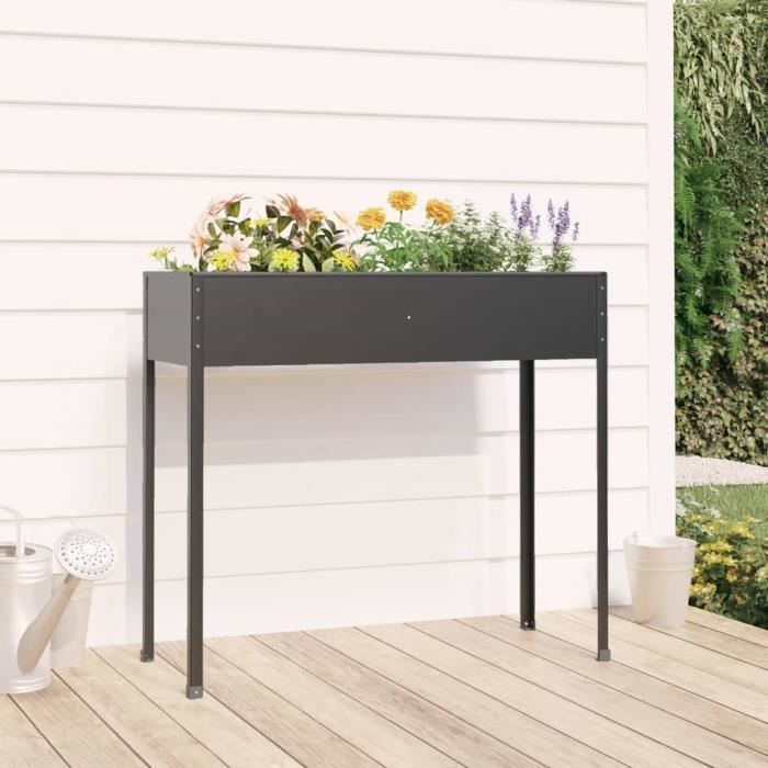 152263 vidaXL Jardinière Anthracite 100 5x40 5x90 cm Acier galvanisé