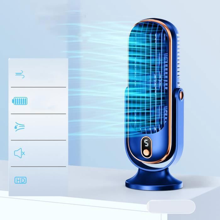 Ventilateur de bureau portable rechargeable par USB - Vvikizy - Bleu - Batterie Li-Ion 1800mah - 355g - ABS - Vvikizy