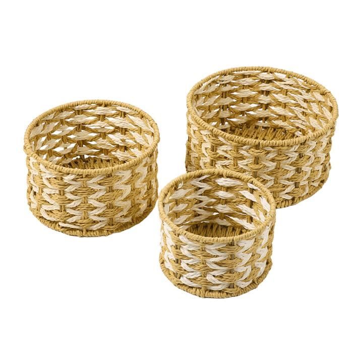 Panier De Rangement Tissé Multi-usage - Décoration Maison, Rangement Fruits, Collaires, Petit Bazar - Style Rotin Moderne - 5