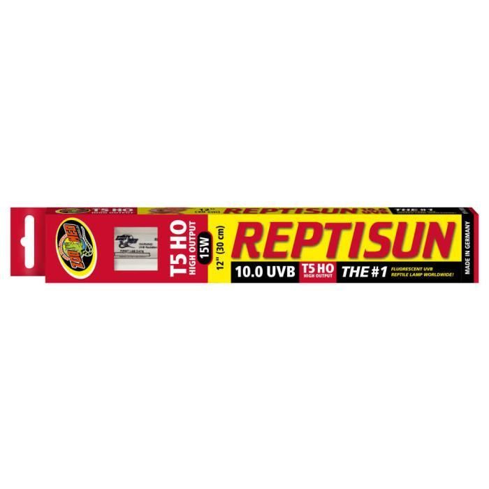ZOO MED Tube T5 ReptiSun UVB 10.0 15W pour terrarium – Lampe UVB/UVA pour reptiles