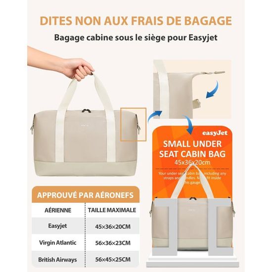 Sac Cabine 45x36x20 Easyjet Compartiment Chaussures étanche Sac Cabine Avion SPAHER 45x36x20cm - 30L, Compartiment Chaussures, Imperméable, Bandoulière Amovible Bagage à Main