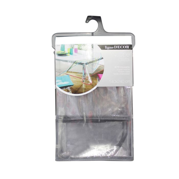 Nappe Cristal Rectangle En Pvc Biais - 140 X 240 Cm - Taupe