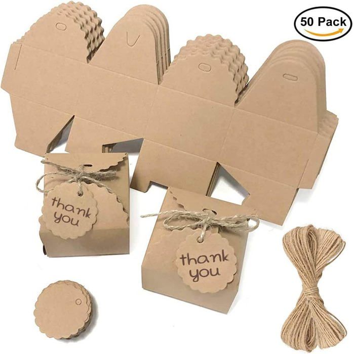 50 Boîtes Dragées Mariage – 25 Mariés + 25 Mariées – Forme Créative Carton Rose – Idéal Faveurs & Décoration