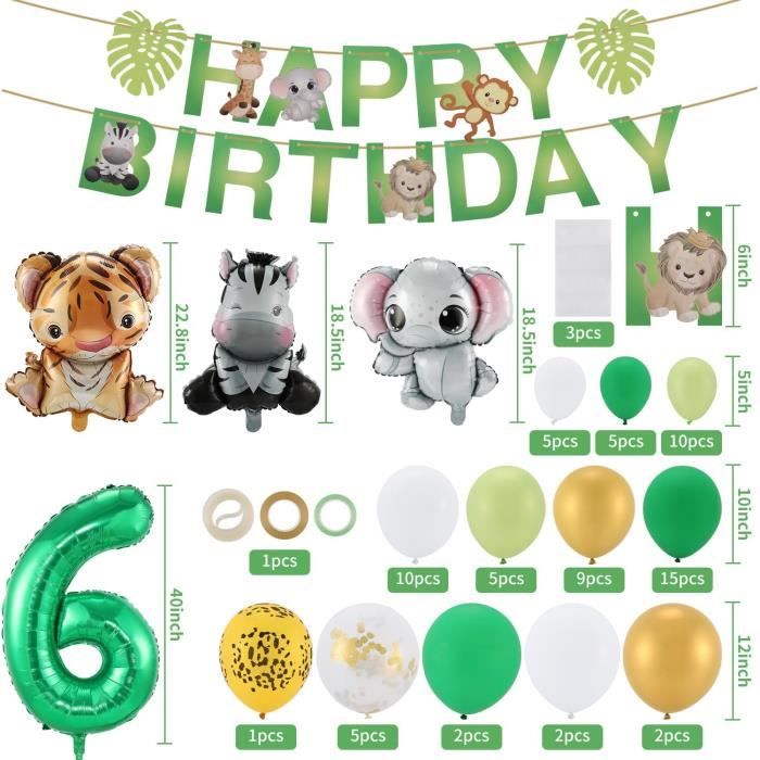 Décoration d'anniversaire pour enfant 6 ans - Guirlande de ballons -  Décoration d'anniversaire 6 ans - Jungle Happy Birthday -[1619] - Cdiscount  Maison