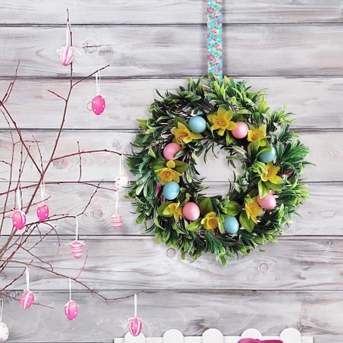 Couronne De Pâques Kamelshopping, œufs Et Fleurs, 32-34 Cm - Neuf