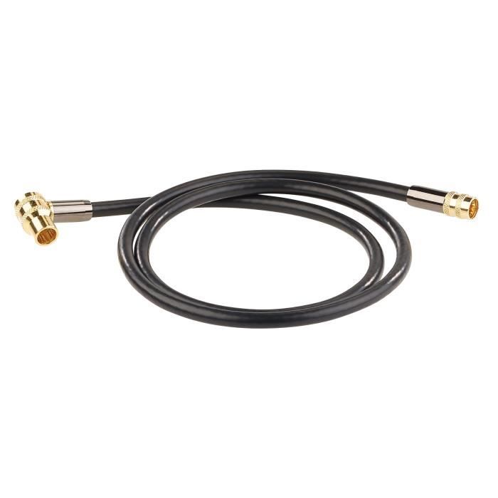 Câble d'antenne satellite HB-DIGITAL HDTV en cuivre pur - 5 blindages - Maximum 135 dB - Connecteurs coaxiaux RG6 - Plaqué or - Angle à 90° - 1080p
