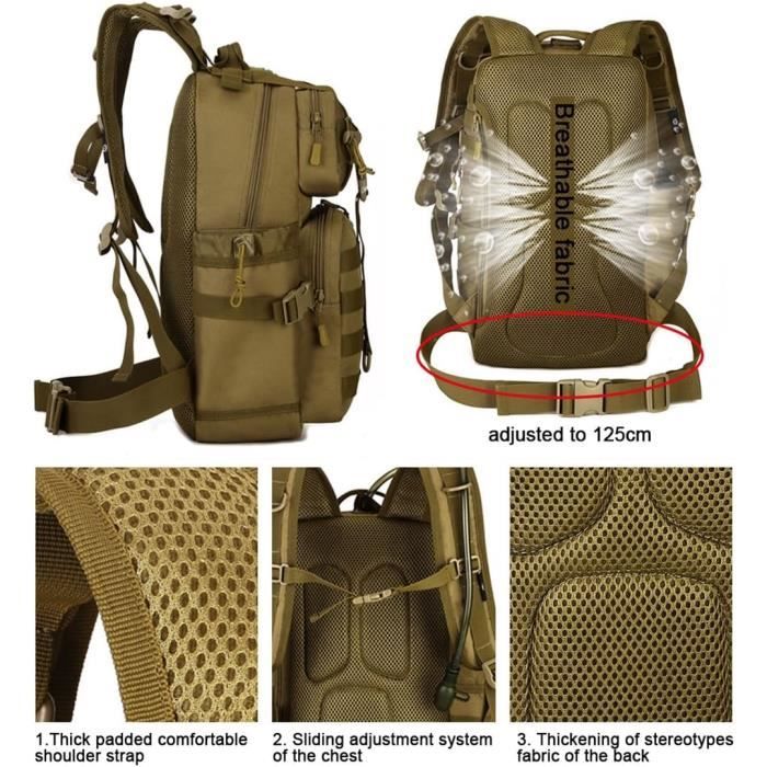 Sac à dos 40L Molle Camping Randonnée Militaire… - Sport