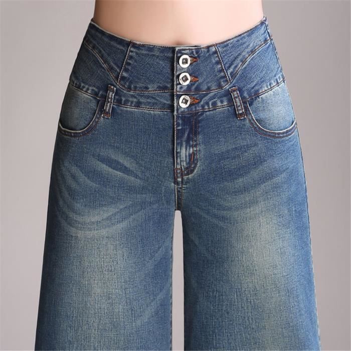 Jean femme bootcut jambes larges taille haute boutons fantaisie perles &  bijoux 34-42
