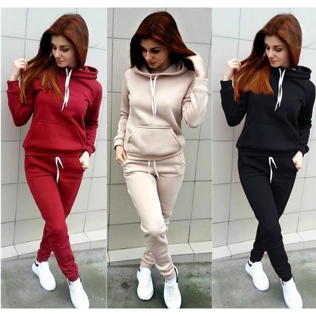 Ensemble Jogging Femme Ample - T-shirt Manches Longues + Pantalon Taille Haute Yoga Loisir Confort