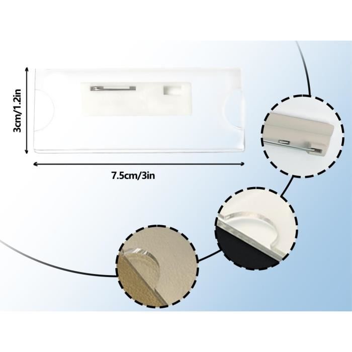 Lot De 50 Porte-Badges En Plastique Transparent (Horizontal-Vertical