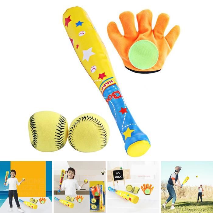 OUHUAN Batte De Baseball En Mousse + Balle – Pour Enfants De 3 à 5 Ans – Jaune, Sécurité Renforcée