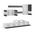 Skraut Home - Ensemble de meubles de salon-séjour avec ilumination LED, Blanc Mat/Noir Laqué. 250x194x42cm-2
