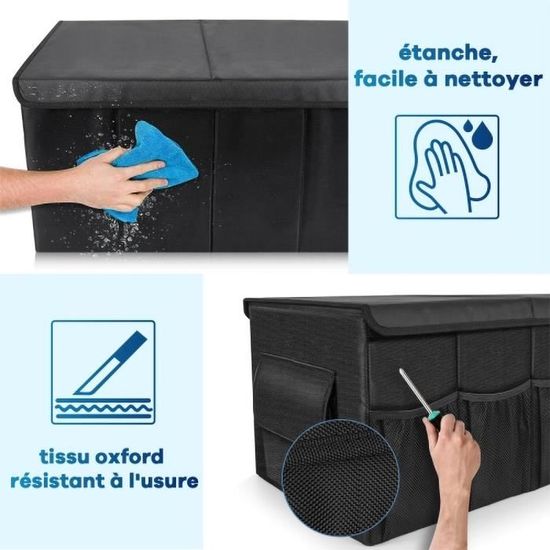 Organiseur Coffre Voiture WODHMIEY - Sac Pliable Oxford Multi-Compartiments Avec Bandes Réfléchissantes