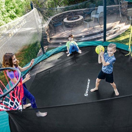 Tapis De Saut Trampoline 366 Cm – 72 Ou 80 Anneaux, Maille PP Résistant UV, Couture 8 Fois, Avec Extracteur De Ressort – Remplacement Pour Jardin