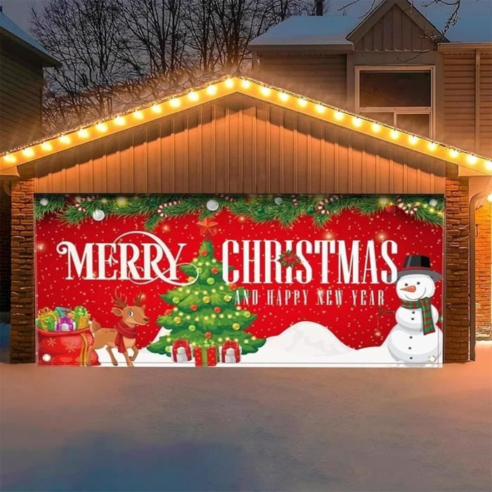 Décoration De Porte De Garage De Noël, Bannière De Noël Pour