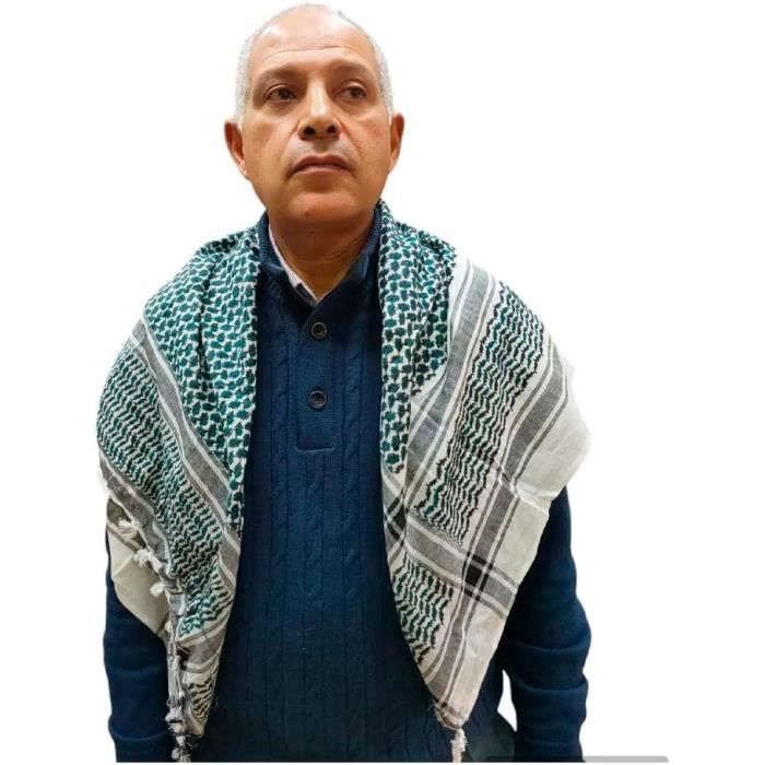 Shemagh Keffiyeh Bleu Style Arabe Et Palestinien - écharpe Unisexe 120x120 Cm