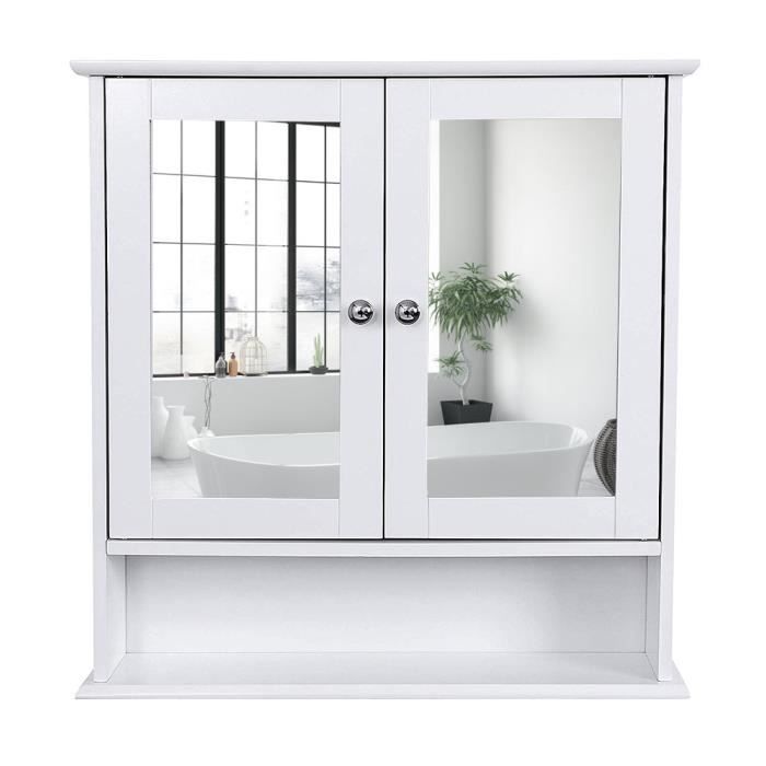 Armoire Murale Salle De Bains Doporro Avec Miroir - 120x15x70 Cm, Blanc Mat - Étagères Réglables, Portes Soft-Close
