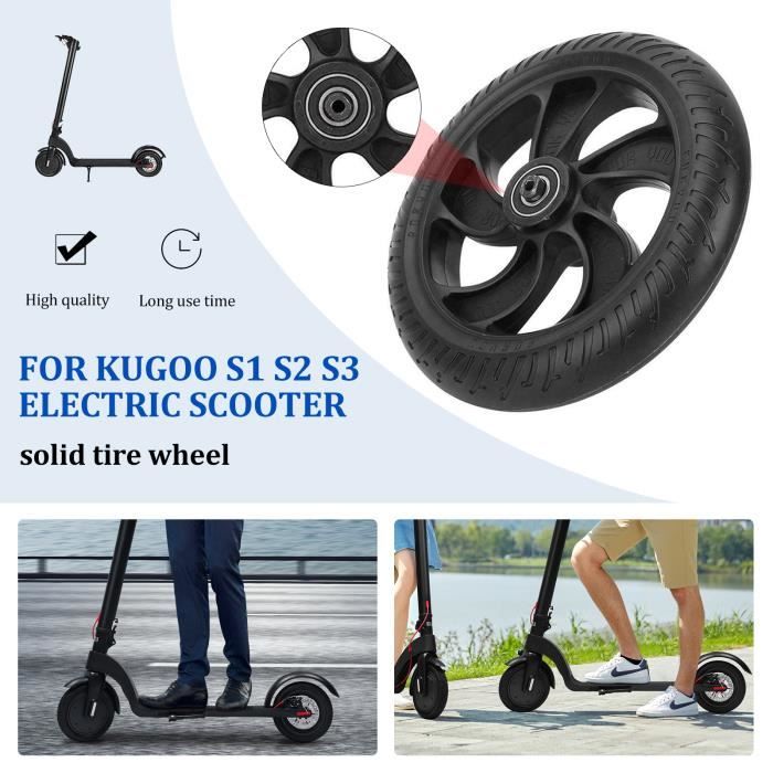 Roue Arrière 8'' Pour Scooter électrique Kugoo S1/S3 – PU, 12 Mm D'axe, Noir, Remplacement Facile