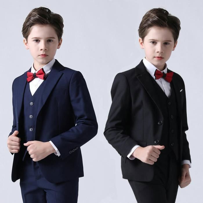 Costume Smoking Garçon LOLANTA 5 Pièces - Noir - Taille élastique - Pour Mariage, Cérémonie, Bal