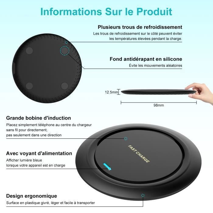 Lot De 10 Chargeurs Sans Fil LETSCOM – Charge Rapide 10W/15W – Neuf Sous Blister