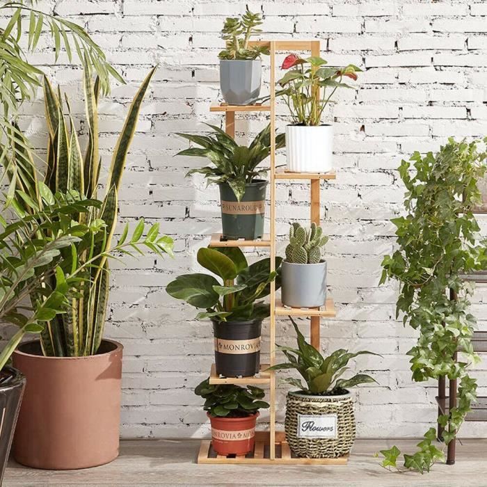 HOMASIS Étagère Plantes Intérieur 100x30x180 Cm – Style Industriel, 6 Niveaux + Grille + 10 Crochets S – Support Polyvalent Pour Plantes, Déco & Livres
