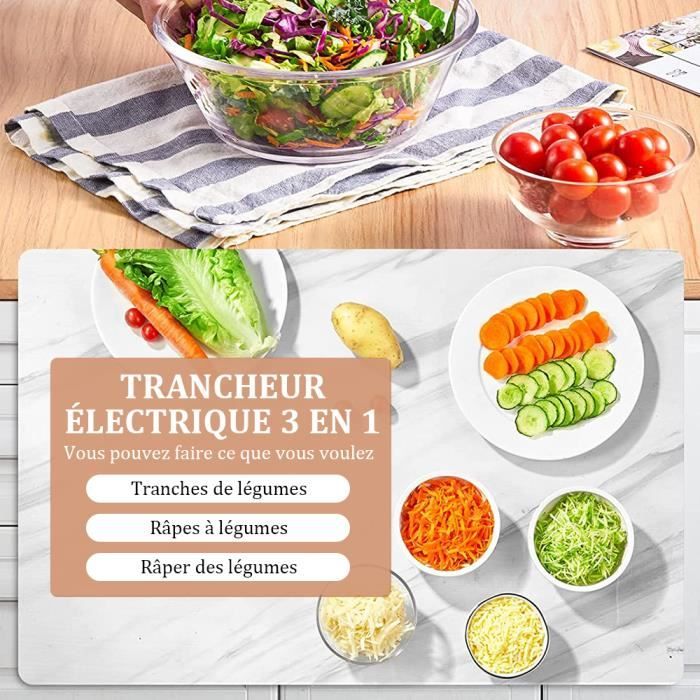 Mandoline électrique avec coupe-légumes 2 l - Passe au lave-vaisselle -  Râpe rapide pour légumes, fruits, fromage et autres[405] - Cdiscount Maison
