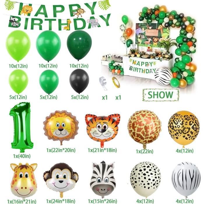 Kit Ballon Jungle Anniversaire 4 Ans, Jungle Décorations Anniversaire