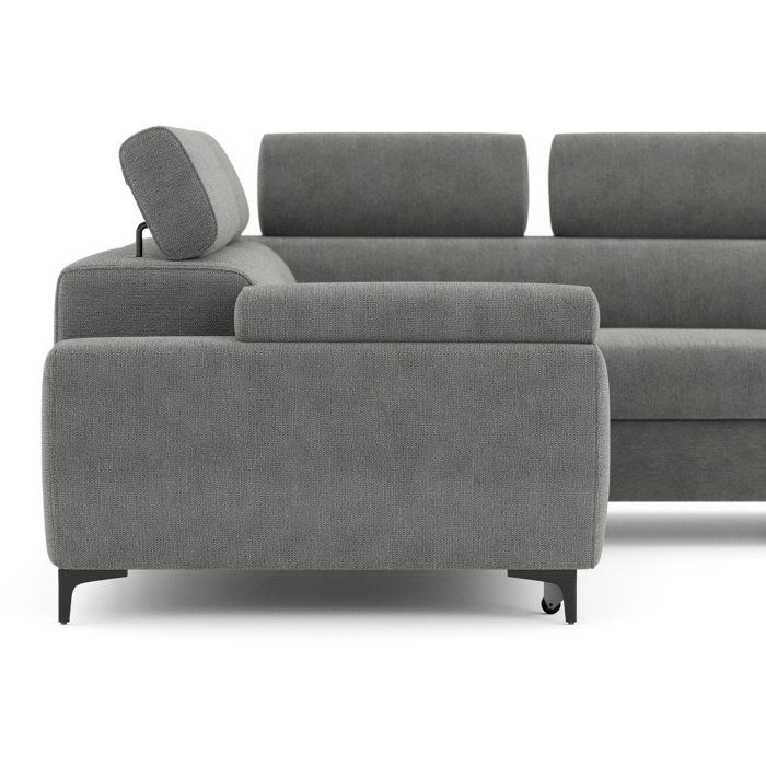 Canapé d'angle gauche convertible - 3 places - JAVA - Tissu Anthracite ...