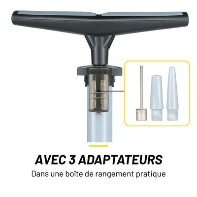 Dunlop Pompe à Vélo Pied Double Valve Avec Manomètre - Pour Presta, Schrader, Dunlop - Jusqu'à 12 Bar