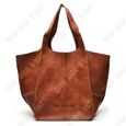TD® Nouveau mode rétro Simple grand sac en cuir souple grande capacité une épaule Portable fourre-tout seau grand sac-0
