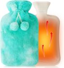 FOCLATUNER Bouillotte de 2L avec Housse en Caoutchouc Moelleuse, Bouteille d'eau Chaude avec Housse Peluche Ultra douce pour Adulte & Enfant