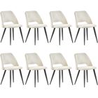 WAFTING Lot de 8 Chaise de Salle à Manger en Velours,Chaise Rembourrée avec Pieds Indépendants,Beige
