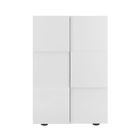 ALTOBUY REBECCA - Meuble d'entrée 2 portes 4 étagères Blanc Laqué Weiss Relief Damiers