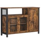VASAGLE Meuble de Rangement, Buffet, Armoire de Cuisine, Placard, avec 3 Portes, 33 x 110 x 75 cm, Marron Rustique et Noir