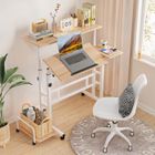 Bureau Assis Debout - VIVOLILV - Réglable en Hauteur - Marron - 80x60cm - Avec Roulettes