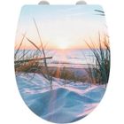 WENKO Abattant WC avec Frein de Chute BALTIC, Cuvette de Toilette Fixation Clipsable en Inox, en Duroplast Robuste, Motif Dune