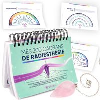 200 Planches De Radiesthésie – Livre De Cadrans Pour Pendule Divinatoire En Français – Format A5 + Pendule Quartz Rose Forme Goutte
