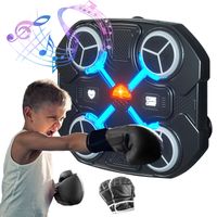 Machine de boxe Musique numérique pour enfant avec lumière LED cool Bluetooth Entraînement de boxe avec gants Tampons de