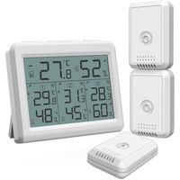 Thermomètre extérieur intérieur avec 3 capteurs sans fil, jauge de compteur d'humidité avec rétroéclairage LCD, thermomètre sans