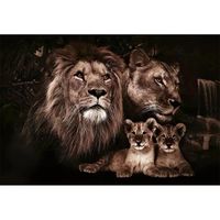 Grande taille Art petit Lion famille affiches et impressions toile peinture Animal salon maison décor mur photo 50x100cm sans Cadre